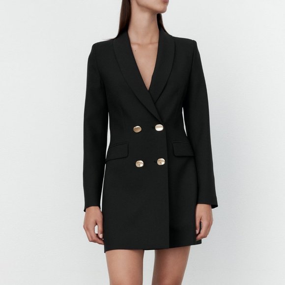 Zara Jackets & Blazers - Zara Double Breasted Long Blazer Coat Jacket Mini Dress Trench Peacoat Oversized